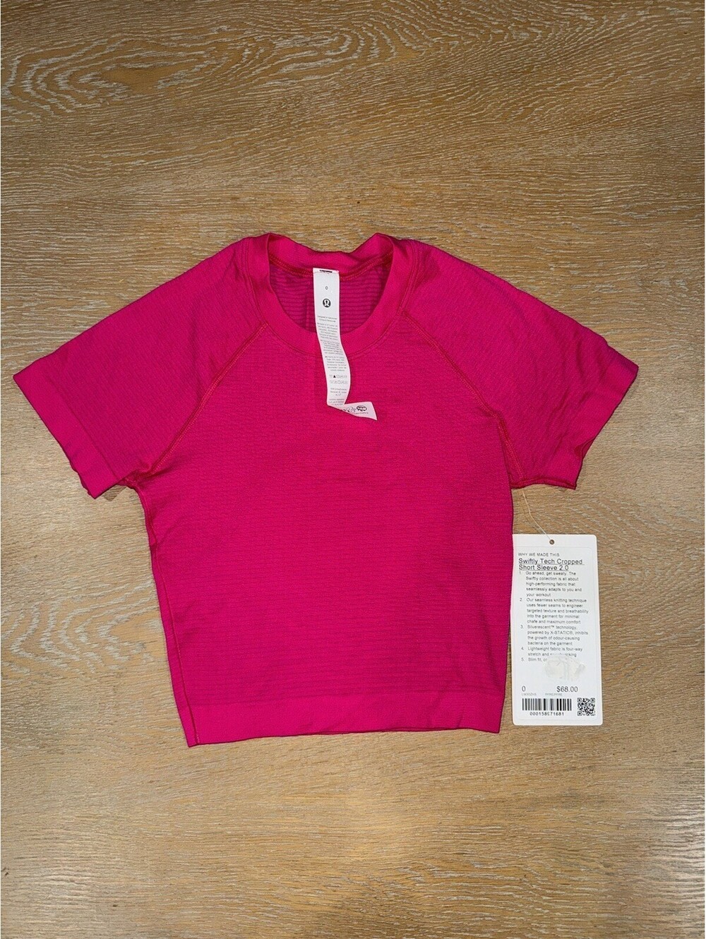 Lululemon Swiftly Tech Cropped Short-Sleeve Shirt 2.0 SIZE 0 Pink Flare NWT